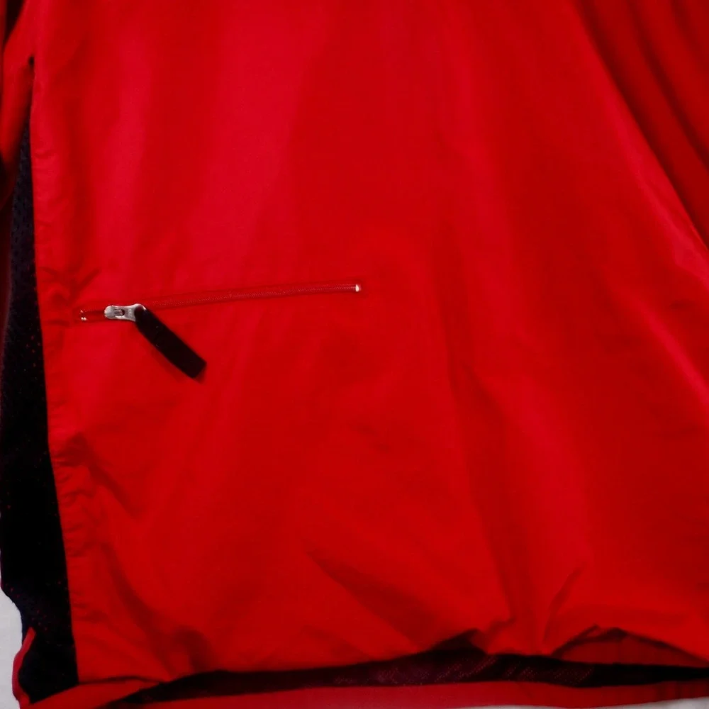Nike Mens XL Quarter Zip Windbreaker Red Black Mesh Lined Pullover Jacket Hiking